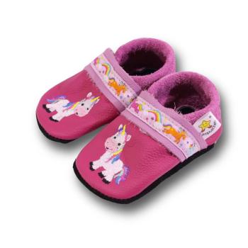 Krabbelschuhe Einhorn auf pink